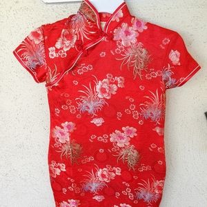 Cheongsam red dress sz 8/9 girl